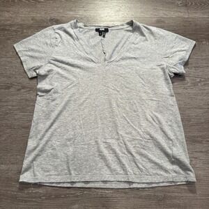 Paige Shirt Womens Medium Gray V Neck Short Sleeve Tee Cotton Blend Lounge Adult